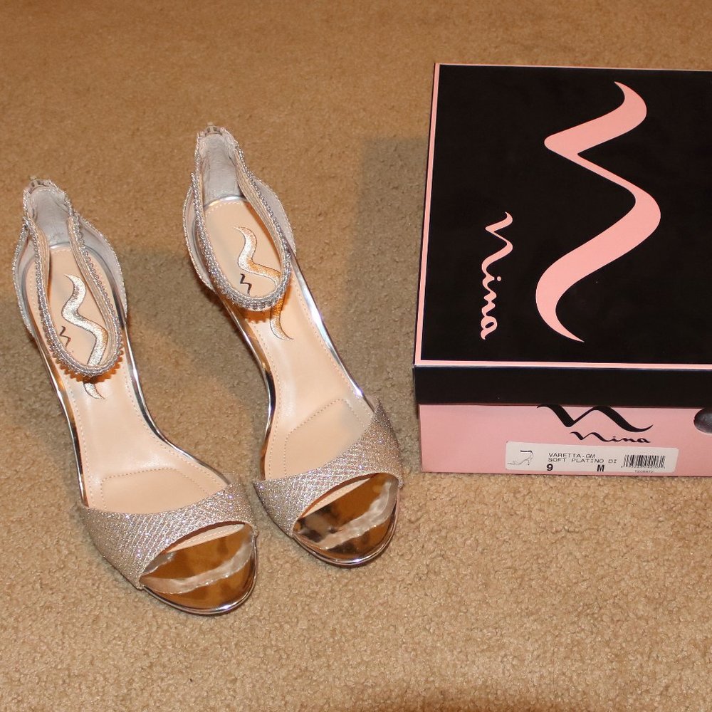 Nina Zip Back Dress Sandal - Gold Sz 9